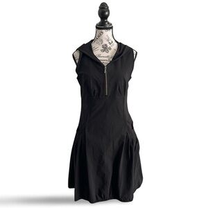 Bali Black Hooded Zip Front Parachute Balloon Dress Sleeveless Size Medium
